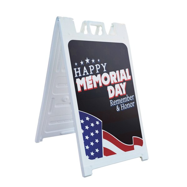 Signmission Happy Memorial Day, A-Frame & 2 Sign Inserts, Heavy-Duty Plastic Frame - SBHD-C-2436-30391