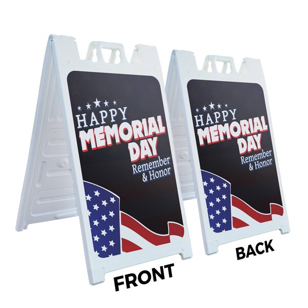 Signmission Happy Memorial Day, A-Frame & 2 Sign Inserts, Heavy-Duty Plastic Frame - SBHD-C-2436-30391