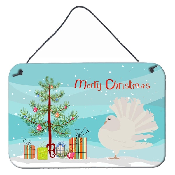 Carolines Treasures Silver Fantail Pigeon Christmas Wall or Door Hanging Prints - BB9317DS812