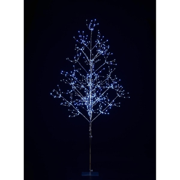 Queens Of Christmas 5 in. LED Branch Christmas Trees, Silver & Pure White - LED-TR05-LPW
