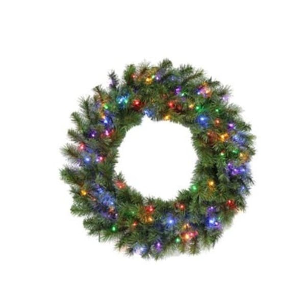 Puleo Asia 30 in. 100 Multi-Color LED Lights Christmas Wreath - 252389