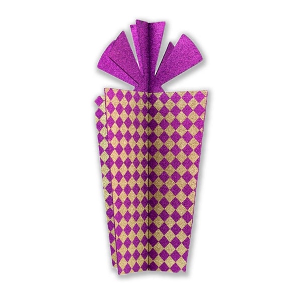 Queens Of Christmas 3D-GIFT-21-PU-GO 21 in. Christmas Gift Box, Purple & Gold - 3D-GIFT-21-PU/GO