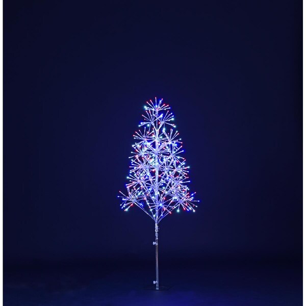 Queens Of Christmas 4 ft. Starburst LED Tree, Red, White & Blue - LED-TR3D04-LRWB