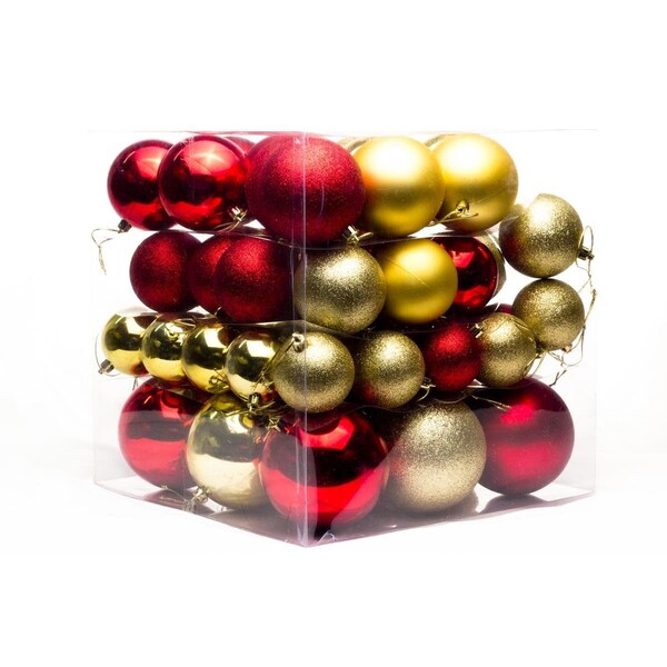 Queens Of Christmas Ball Ornaments Red & Gold, 62PK - ORN-62PK-RG