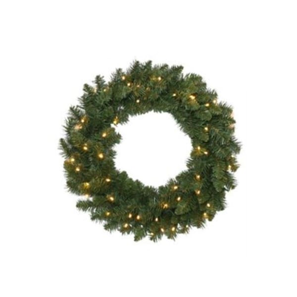 Puleo Asia 24 in. 200 Clear Lights Green PVC Christmas Wreath - 252386