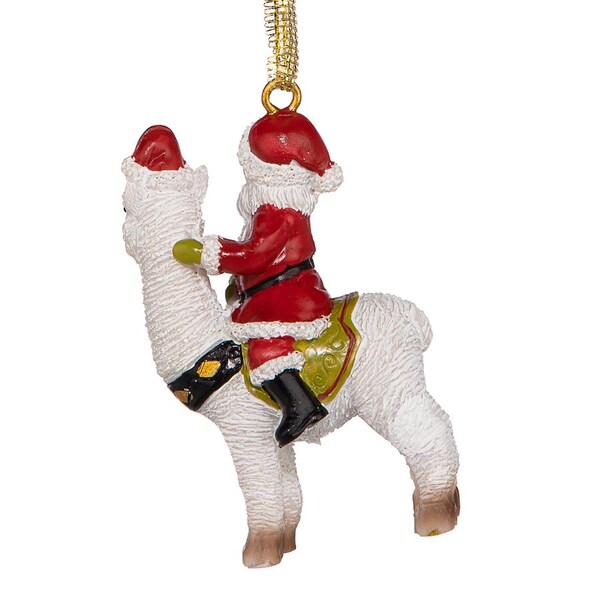 Design Toscano Santa's New Xmas Ride Llama Holiday Ornament: Each - QS29845
