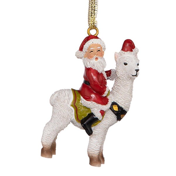 Design Toscano Santa's New Xmas Ride Llama Holiday Ornament: Each - QS29845