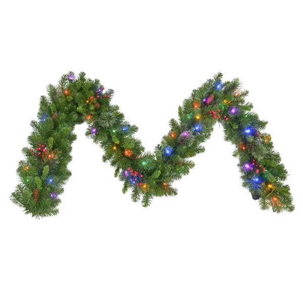 Holiday Bright Lights Celebrations Home 9 ft. L LED Prelit Multicolored Mixed Pine Garland - MCPGAR9BOMUA
