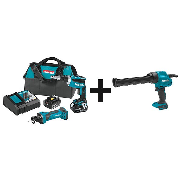 Makita Cordless Combination Kit, 18.0VDC, 3 Tools, Voltage: 18V - XT255T + XGC01Z