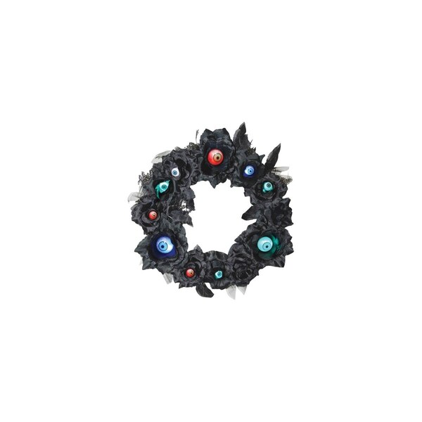Ss Collectibles 15 in. Halloween Black Wreath with Lightup Eyeballs - SS3037875
