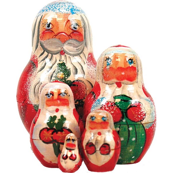Gloriousgifts Russia Nested Dolls Santa 5 Nest Doll 3 in. - GL72509