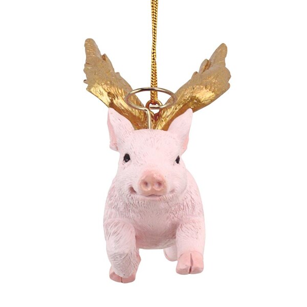 Design Toscano Hog Heaven: Flying Pig Angel Holiday Ornament - JH170739