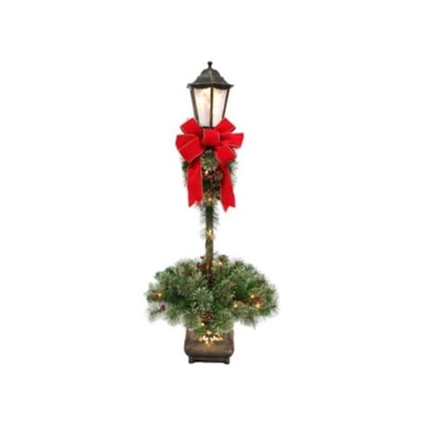 Ggw Presents 4 ft. Pre-Lit Christmas Lamp Post with PVC Greenery - GG3235170