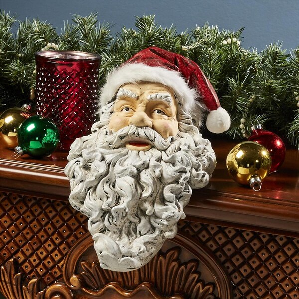Design Toscano Ho-Ho-Hold It Santa Mantel Stocking Holder Statue - FU82976