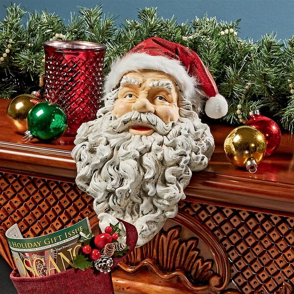 Design Toscano Ho-Ho-Hold It Santa Mantel Stocking Holder Statue - FU82976