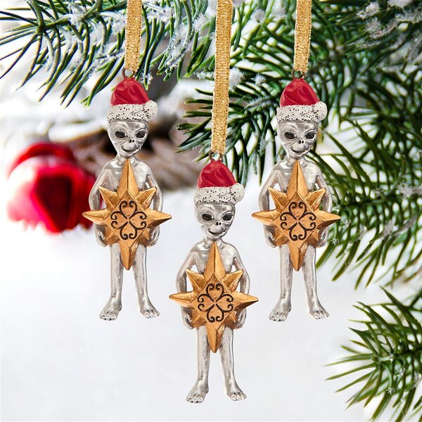 Design Toscano Wiseman Star Christmas Alien Holiday Ornament, PK 3 - QS329057