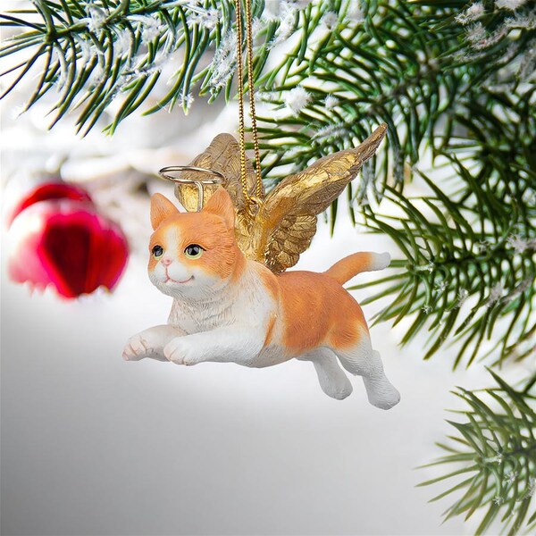 Design Toscano Honor the Feline: Orange Tabby Holiday Cat Angel Ornament - JH170738