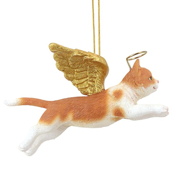 Design Toscano Honor the Feline: Orange Tabby Holiday Cat Angel Ornament - JH170738