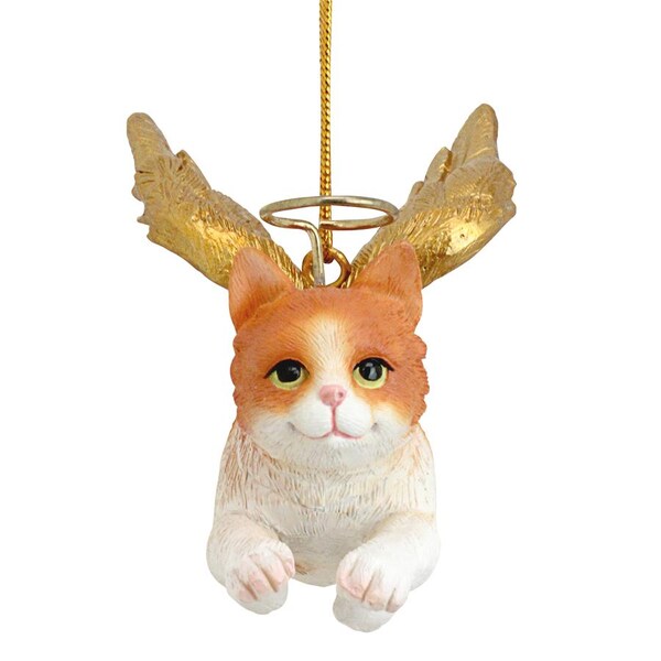 Design Toscano Honor the Feline: Orange Tabby Holiday Cat Angel Ornament - JH170738
