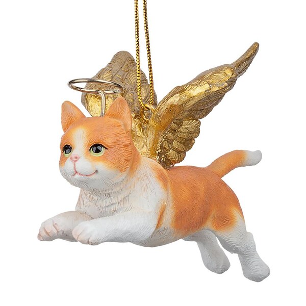 Design Toscano Honor the Feline: Orange Tabby Holiday Cat Angel Ornament - JH170738