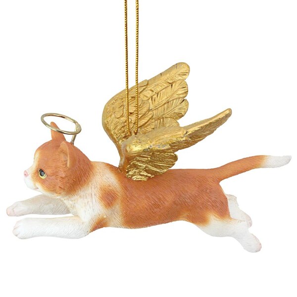 Design Toscano Honor the Feline: Orange Tabby Holiday Cat Angel Ornament - JH170738