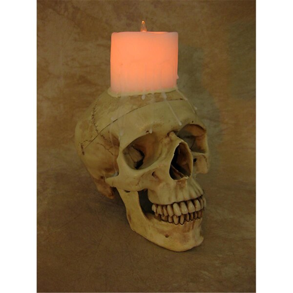 Skeletons And More Lighted Skull With Wax Candle - DIS-500