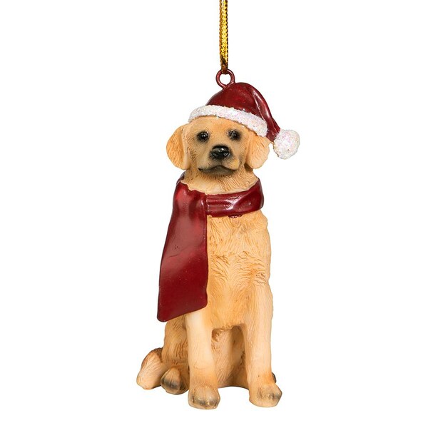 Design Toscano Golden Retriever Holiday Dog Ornament Sculpture - JH576305