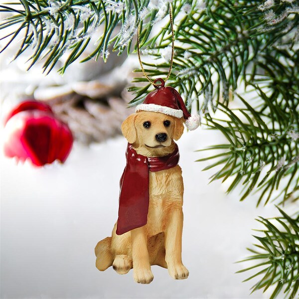 Design Toscano Golden Retriever Holiday Dog Ornament Sculpture - JH576305