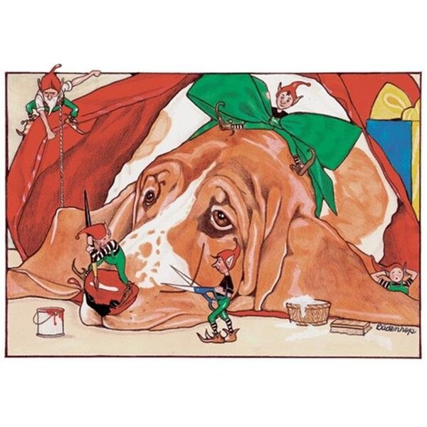 Pipsqueak Productions Pipsqueak Productions C433 Holiday Boxed Cards- Basset Hound - C433