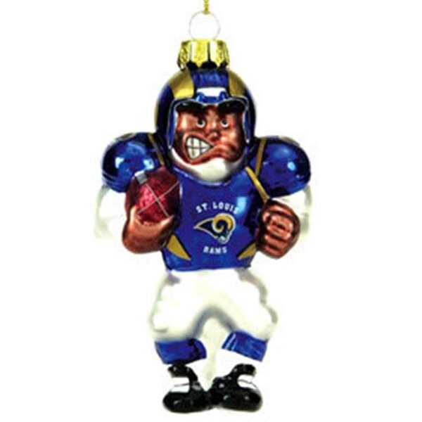 Signed And Sealed St. Louis Rams Blown Glass Football Player Ornament - SI980922