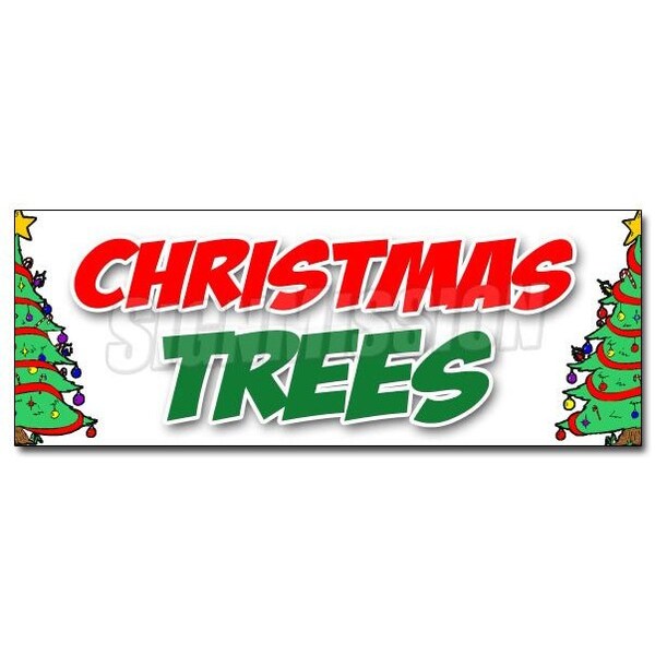 Signmission CHRISTMAS TREES DECAL sticker poinsettia xmas holiday x-mas decorations - D-12 CHRISTMAS TREES