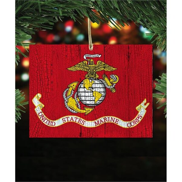 Designocracy Designocracy 99998MR-O USA Marine Wooden Ornament Set of 2 - 99998MR-O-S2