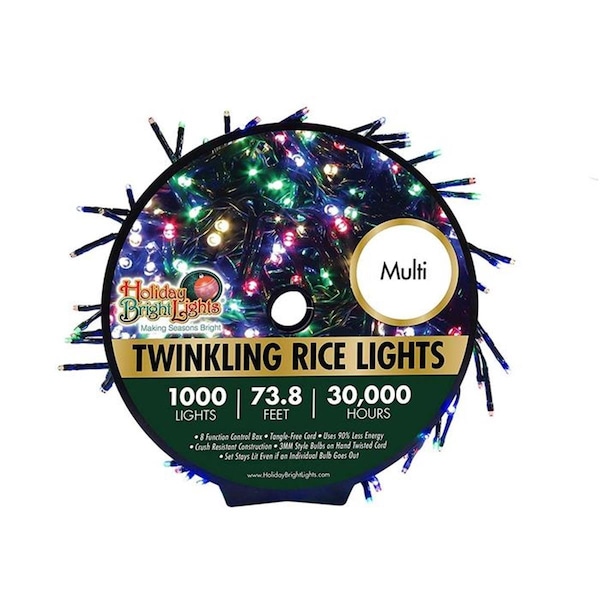 Maquina 74 ft. Twinkling Cluster Rice Christmas Light Reel - Warm White, 1000 Lights - MA3684288