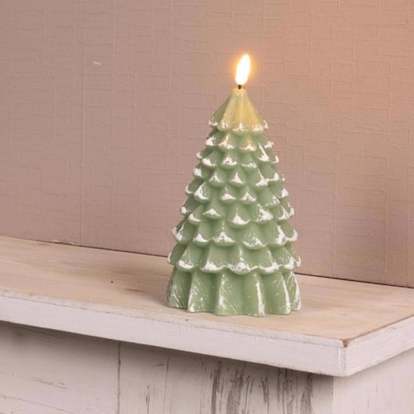 Lumineo Lumineo Green Flickering Flameless Tree Candle 7 in. - 485334