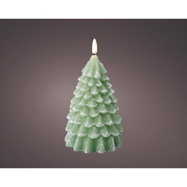 Lumineo Lumineo Green Flickering Flameless Tree Candle 7 in. - 485334