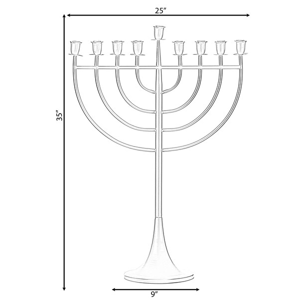Vintiquewise Modern Solid Metal Judaica Hanukkah Menorah 9 Branched Candelabra, Copper Medium - QI004119.BR.M