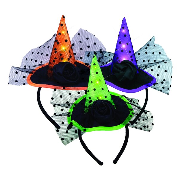 Shawshank Ledz Magic Seasons Multicoloured 5 in. Prelit Witch Hat Headbands Halloween Decor - 702907
