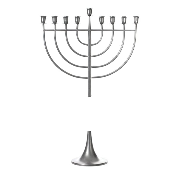 Vintiquewise Modern Solid Metal Judaica Hanukkah Menorah 9 Branched Candelabra, Aluminum Finish Medium - QI004119.AL.M