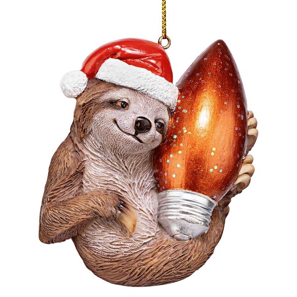 Design Toscano Santa's Holiday Season Sloth Christmas Ornament, PK 3 - QS995306