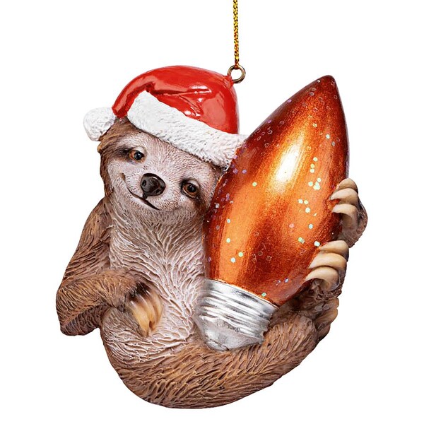 Design Toscano Santa's Holiday Season Sloth Christmas Ornament, PK 3 - QS995306