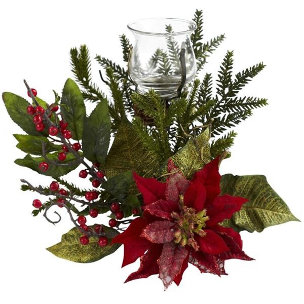 Nearly Natural Poinsettia Candleabrum - 4951