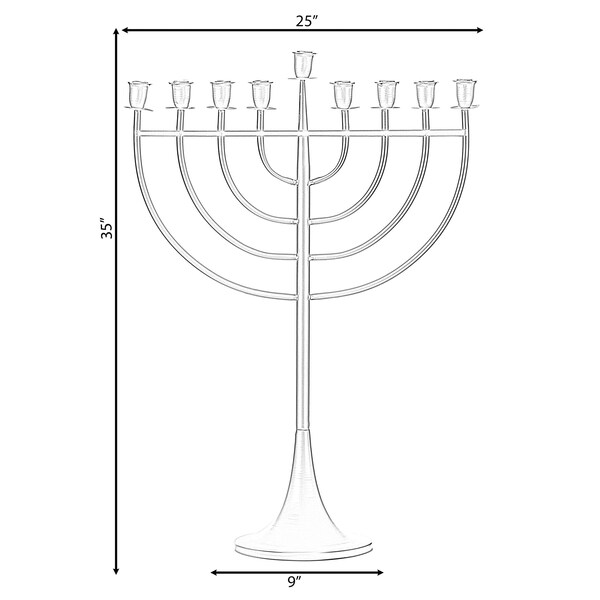Vintiquewise Modern Solid Metal Judaica Hanukkah Menorah 9 Branched Candelabra, Gold Medium - QI004119.GD.M