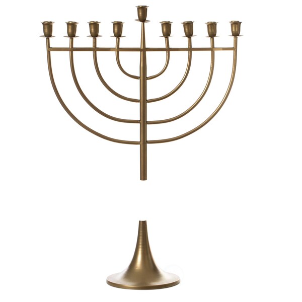 Vintiquewise Modern Solid Metal Judaica Hanukkah Menorah 9 Branched Candelabra, Gold Medium - QI004119.GD.M