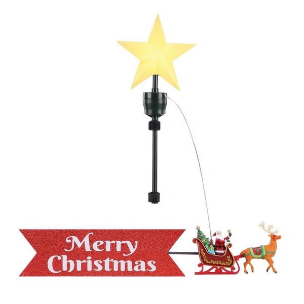 Mr. Christmas Mr. Christmas LED Santa In Sleigh Animated Tree Topper 24 in. - 49355AC
