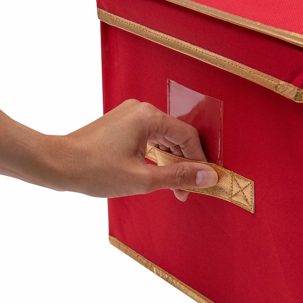 Simplify Storage Box, 11.81 in L, 15.75 in W, 11.81 in H, Red, Polyester - 9071-RED