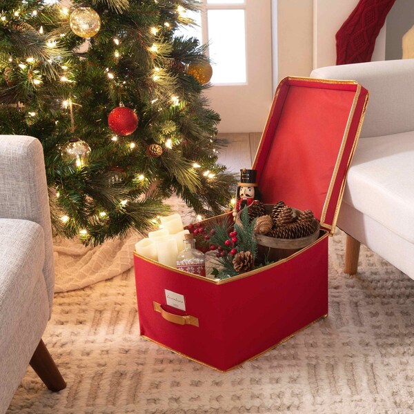 Simplify Storage Box, 11.81 in L, 15.75 in W, 11.81 in H, Red, Polyester - 9071-RED