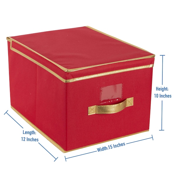 Simplify Storage Box, 11.81 in L, 15.75 in W, 11.81 in H, Red, Polyester - 9071-RED