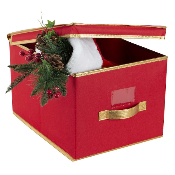 Simplify Storage Box, 11.81 in L, 15.75 in W, 11.81 in H, Red, Polyester - 9071-RED