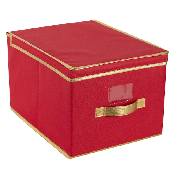 Simplify Storage Box, 11.81 in L, 15.75 in W, 11.81 in H, Red, Polyester - 9071-RED