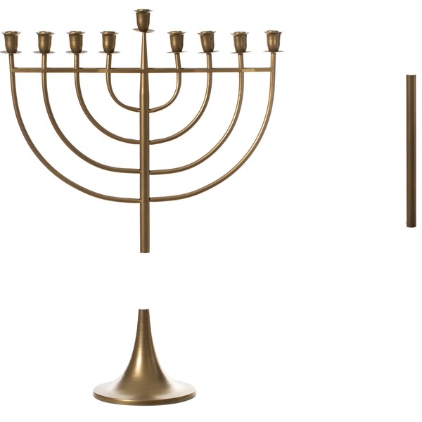 Vintiquewise Modern Solid Metal Judaica Hanukkah Menorah 9 Branched Candelabra, Gold Finish Large - QI004119.GD.L